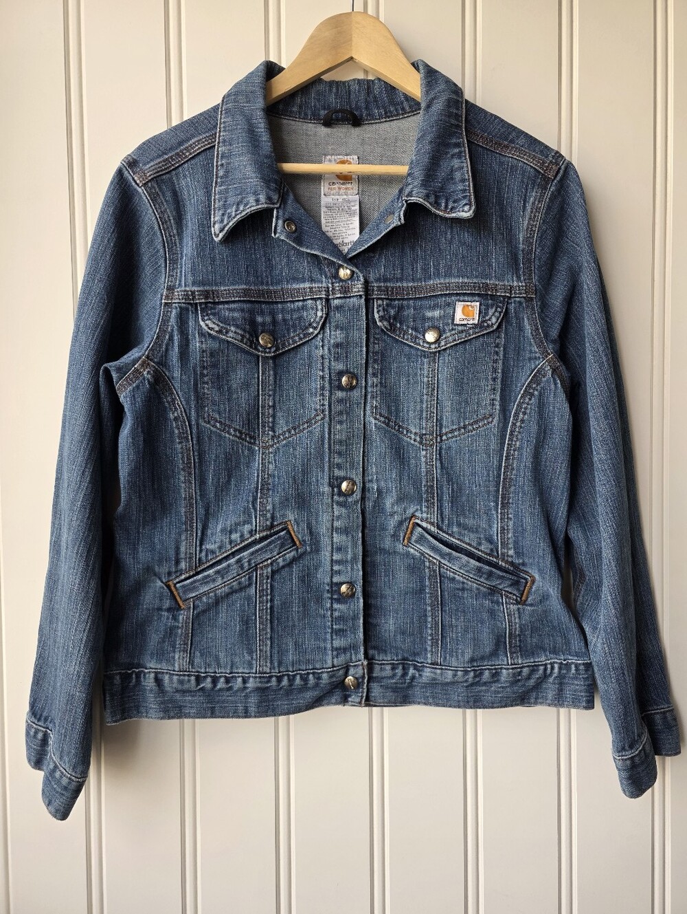 Carhartt Denim Trucker Jean Jacket Blue WJ001 F10 Womens Large Regular